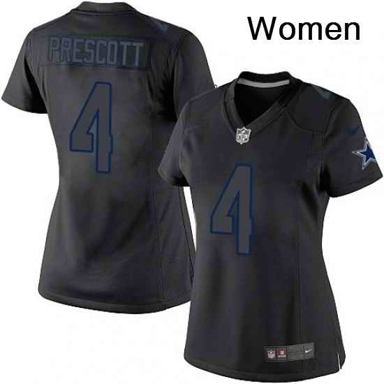 Womens Nike Dallas Cowboys 4 Dak Prescott Limited Black Impact NFL Jersey